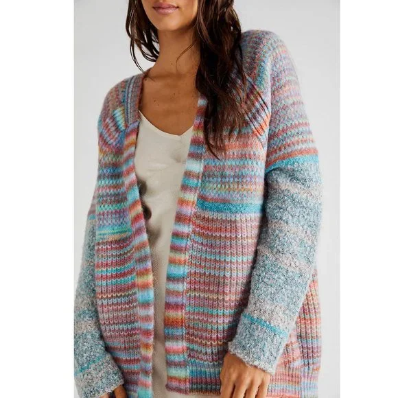 Free People Sedona Cardi in Blue Rainbow Combo Sz S - Picture 2 of 10